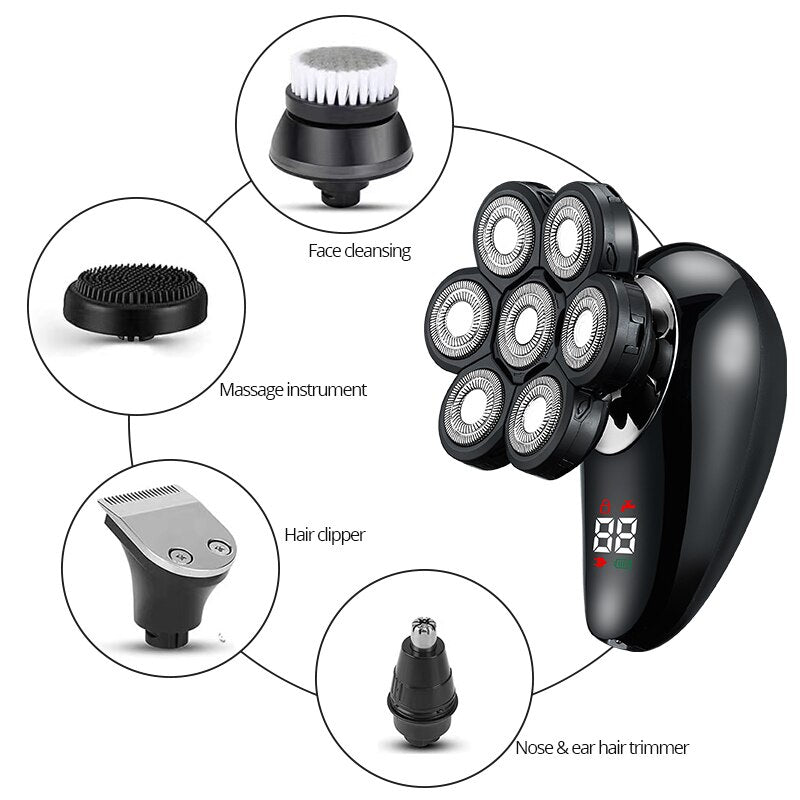 Men’s Electric Razor Cordless Beard Clipper Bald Head Shaver Sideburn Beard Trimmer Face Hair Shaving Machine Wet/Dry Use