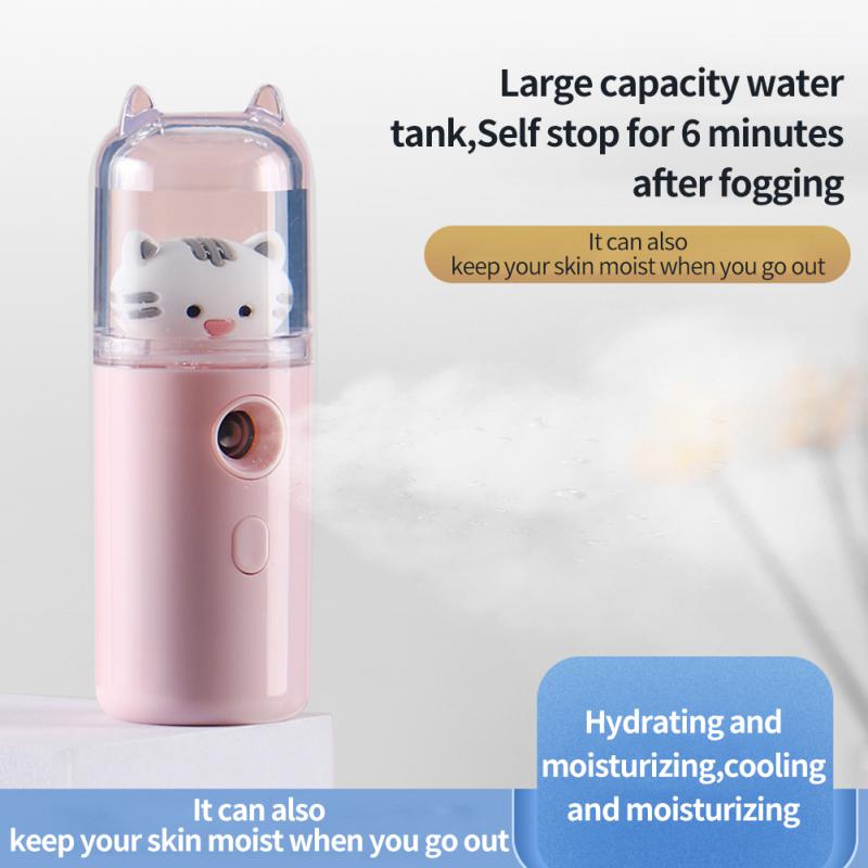 Cute Cat Mini Portable Hand-held Rehydrator Humidifier Face Sprayer USB Charging Water Replenishment Instrument 30ml