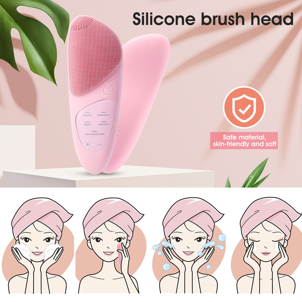 5 In 1 Face Massager Facial Cleanser Face Brush Electric Hot Compress Eye Massager USB Charging Facial Cleaning Brushes