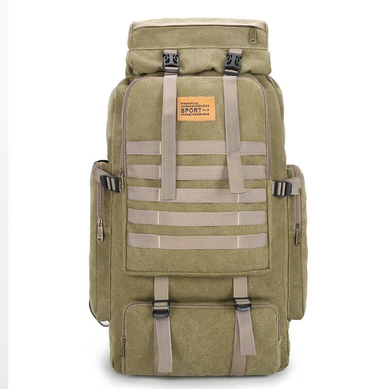 80L Climb Bag Military Tactical Canvas Backpacks Large Backpack Outdoors Hiking Camping Travel Bags Fishing Rod Bag