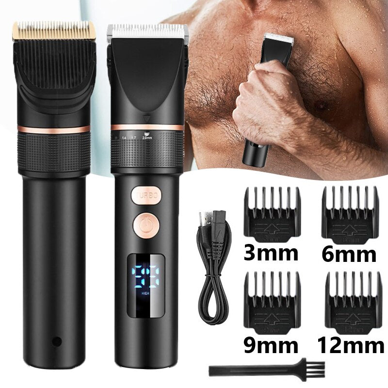Electric Titanium Ceramic Blade Salon Hair Trimmer Titanium Ceramic Blade Salon Men Hair Cutting Barber Machine LCD Display