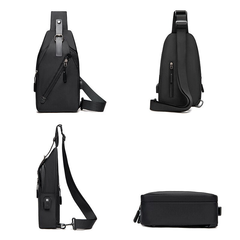 Men's Business Backpacks Crossbody Bags For Men Multi-function Waterproof Bag Male USB Charging Bag Large Capacity Nylon Cloth