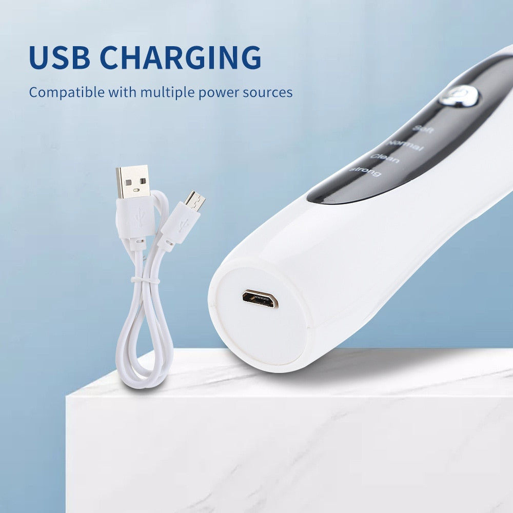 Ultrasonic Teeth Cleaner Electric Dental Plaque Remover Rechargeable Sonic Dental Calculus Scaler 4 Modes Adults Tooth Whitening