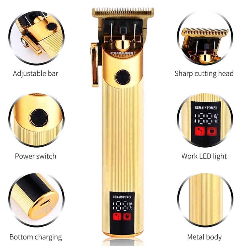 Low Noise Hair Trimmers Wireless Barber Hair Clippers USB Rechargeable Hair Cutting Tools with Digital LCD