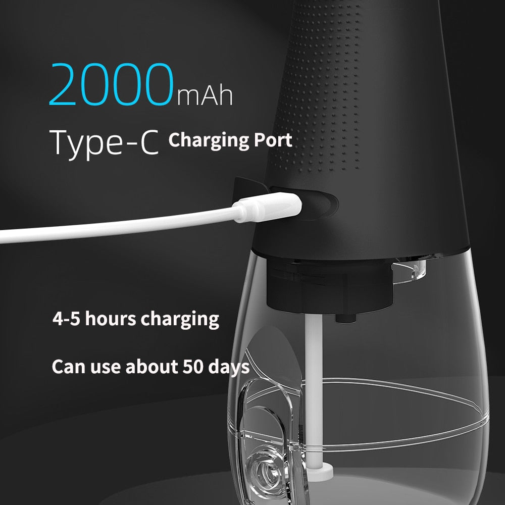 Fashion Oral Irrigator Water Dental Flosser Rechargeable Portable Dental Water Jet Floss 300ML 3-speed Waterproof 5 Tips Cleaner