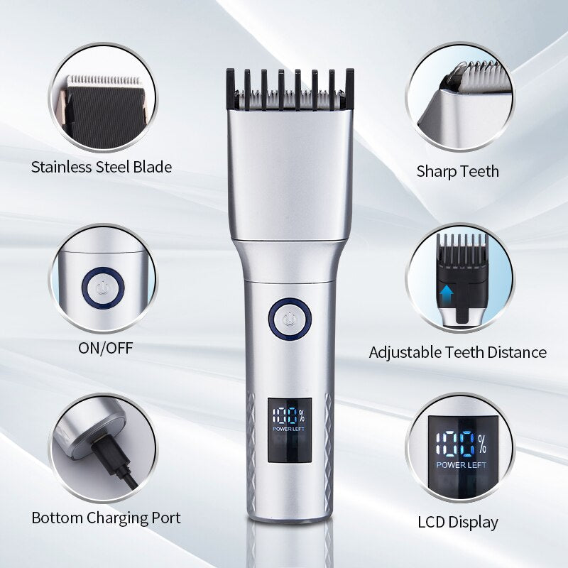 Electric Hair Trimmer Cordless Shaver Beard Trimmer Rechargeable Hair Cutting Machine Hair Clippers Men Professional