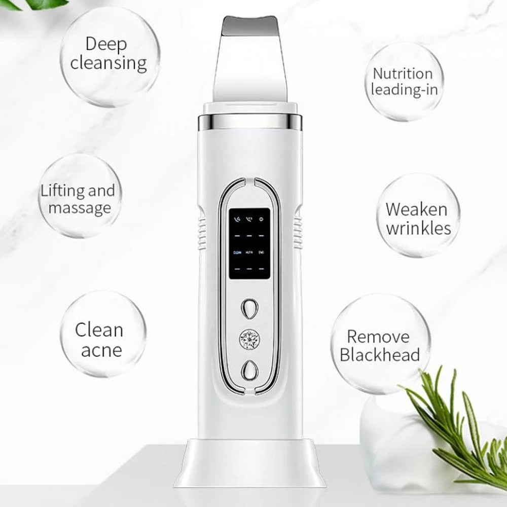 Ultrasonic Skin Scrubber Electric Facial Cleansing Pore Deep Clean Acne Blackhead Remover Peeling Shovel Beauty Machine