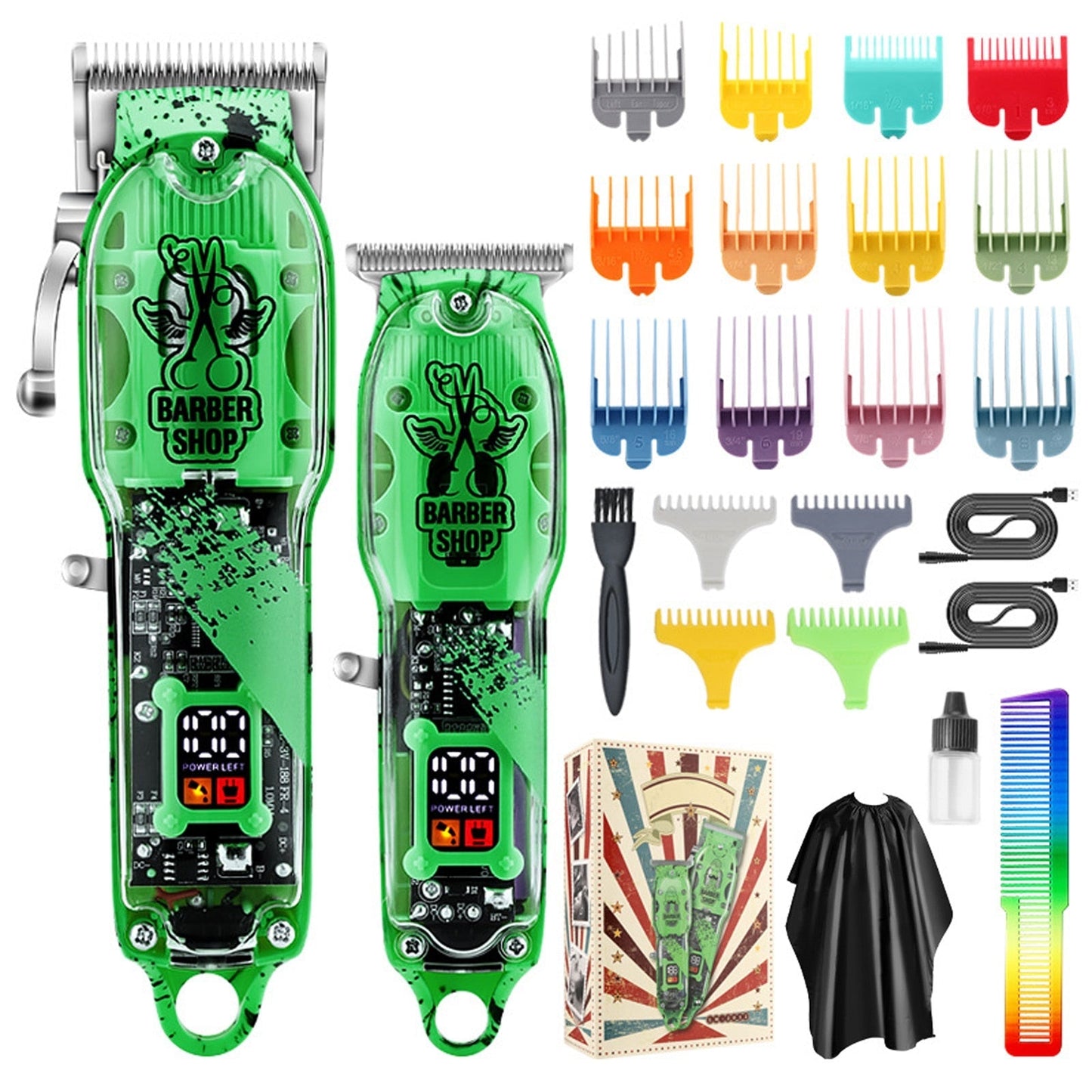 New Electric Hair Clippers Cordless Hair Trimmer Haircut Kit 16 Guide Combs Hair Trimming Styling Grooming Kit Barber Tool