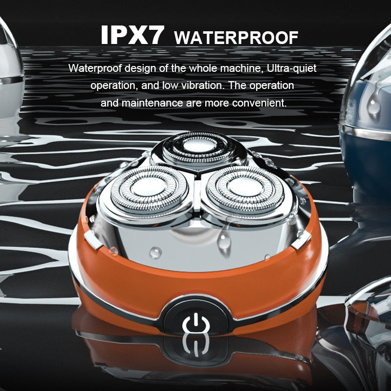 Mini Portable Rechargeable Electric Razor Waterproof Barber Rotary Razor Beard Shavers for Men Wet&Dry Cordless Shaver for Tavel