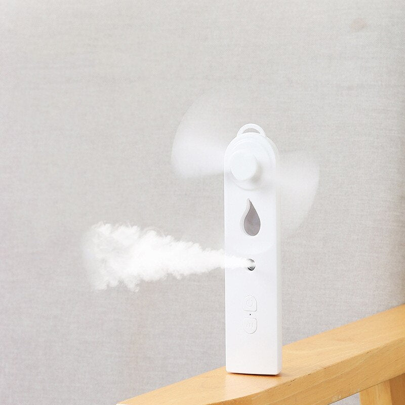 USB Rechargeable 2 In 1 Mini Fan Steamer Facial Humidifier Face Mister Spray Cooling Portable Small Air Humidifier Spray Fan