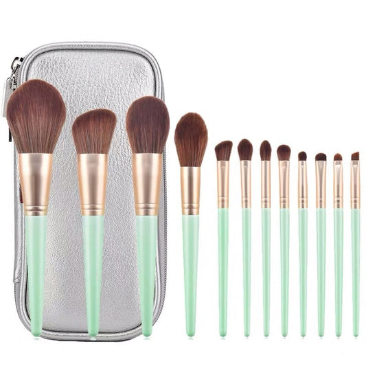 12pcs Poppies Makeup Brushes Set Beginner Foundation Eye Shadow Loose Powder Blush Highlight Brush
