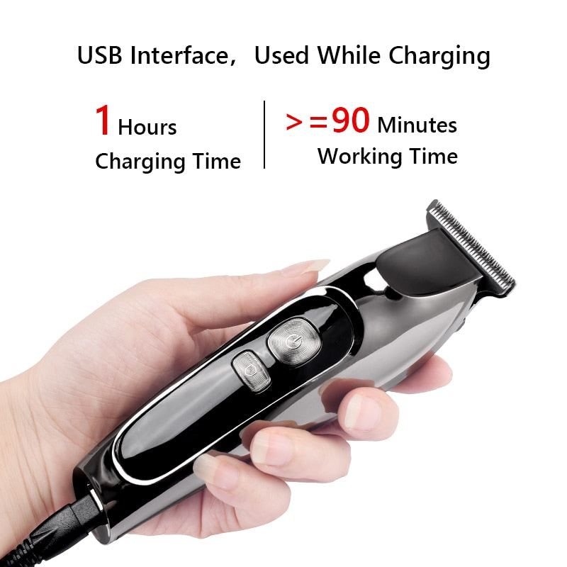Professional Hair Clipper Men's Barber Beard Trimmer Rechargeable Hair Cutting Machine Ceramic Blade Low Noise Adult Kid Haircut