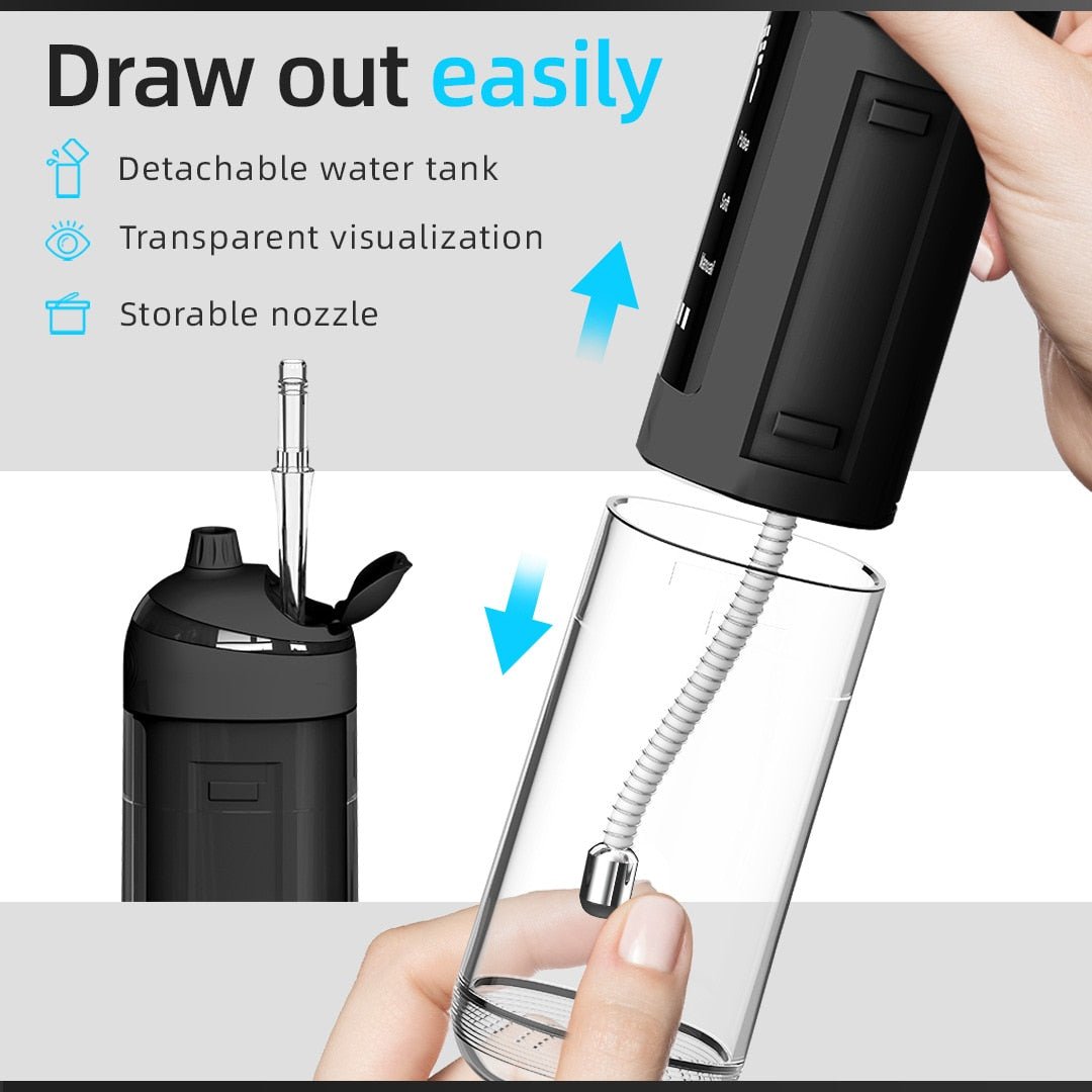 Newest Stretch Oral Irrigator Intelligent Portable Dental Water Jet Flosser Rechargeable for Teeth Cleaning IPX7 180ml Tank 4Tip