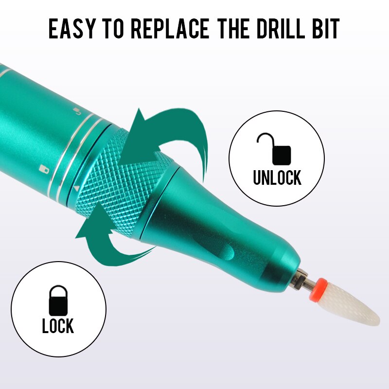 35000RPM Rechargeable Nail Drill Machine Cordless Manicure Drill Nail Cuticle E-File Nail Professional Nail Drill Machine