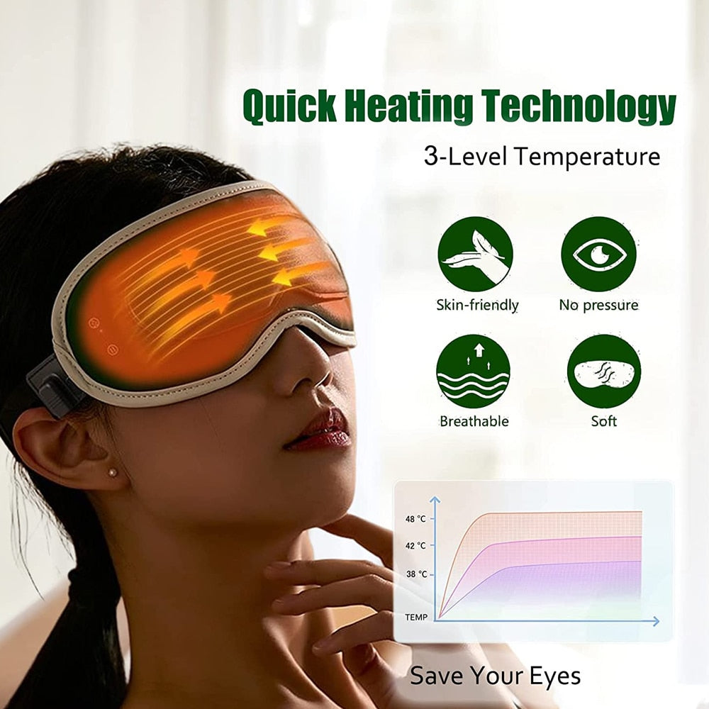 Electric Heated & Vibration Eye Massager Sleep Eye Mask Relieve Eye Fatigue Dry Eyes Dark Circles Improve Sleep Eye Care Tools