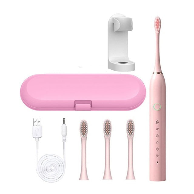 Smart Electric Sonic Toothbrush Rechargeable USB Electronic Teeth Brush IPX7 Waterproof Tooth Whitening Clean 4 Replacement Head