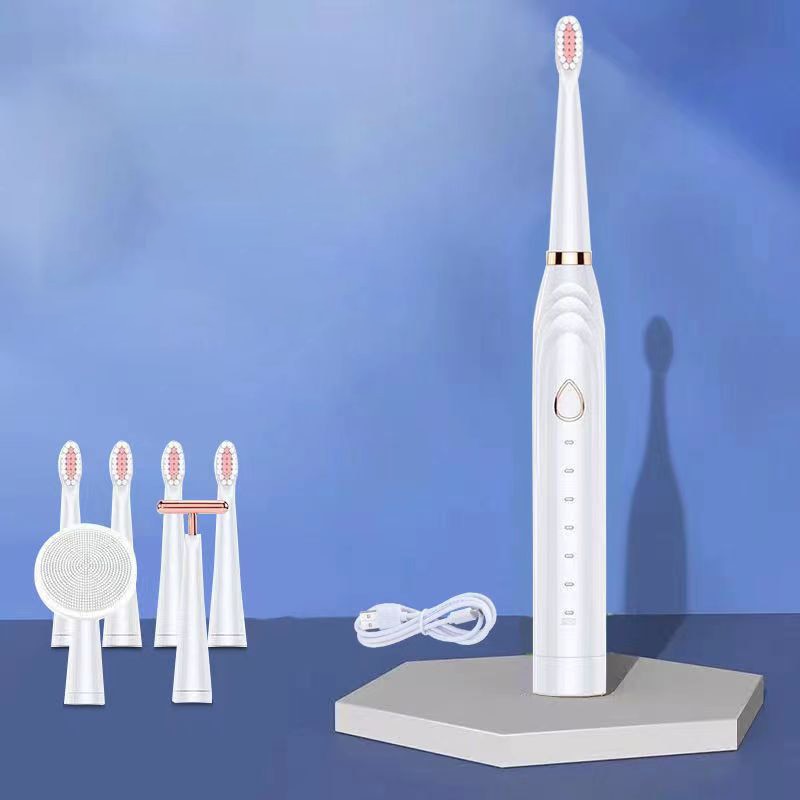 Smart Ultrasonic Electric Toothbrush for Adults Multifunction 6 Mode Sonic Teeth Tooth Brushes with 7 Replacement Head Household