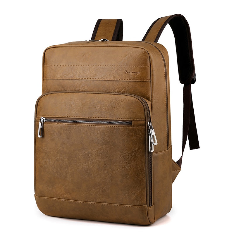 Multifunctional Backpack For Men High-quality PU Leather Laptop Backbag Luxury Waterproof Portable Travel Bag For Male