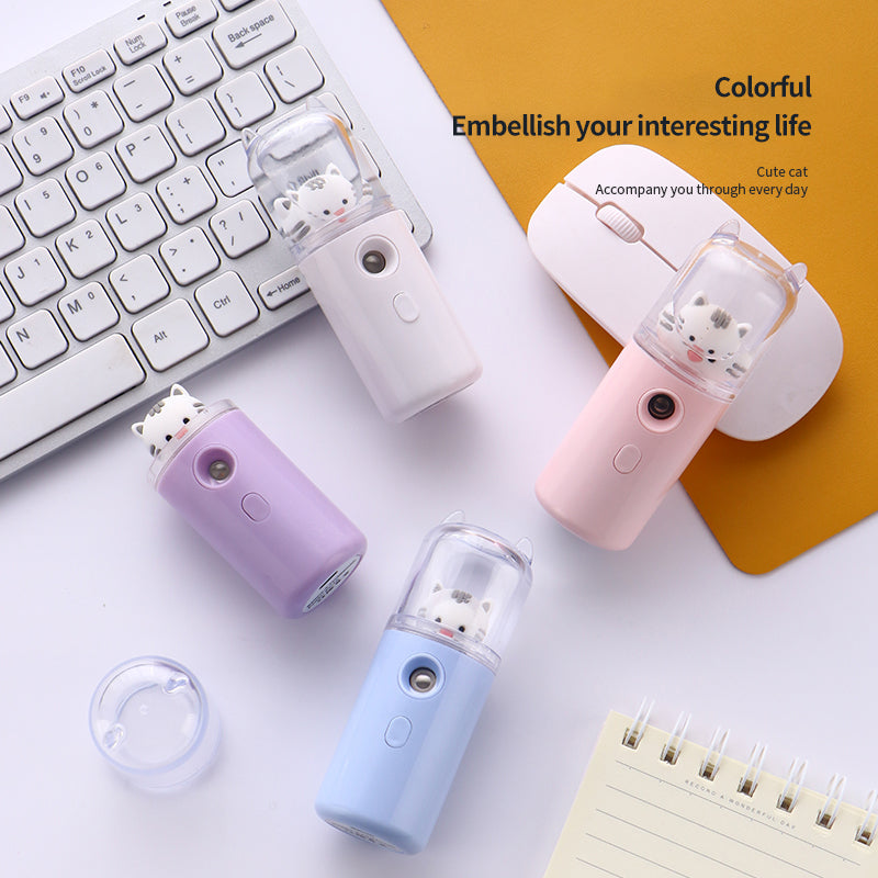 Cute Cat Mini Portable Hand-held Rehydrator Humidifier Face Sprayer USB Charging Water Replenishment Instrument 30ml