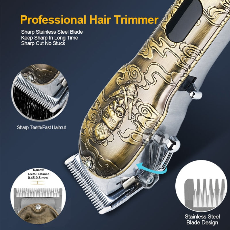 Professional Hair Clipper Set Barber Hair Cutting Machine Electric Hair Trimmer for Men 2 Clippers Embossed Haircutter