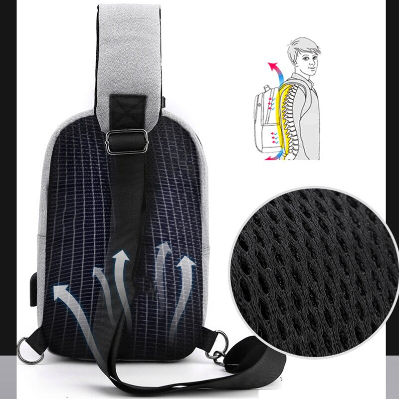 Multi-function Crossbody Bags For Men USB Charging Messenger Chest Bag Anti-theft Combination Lock Rucksack Male Business Casual