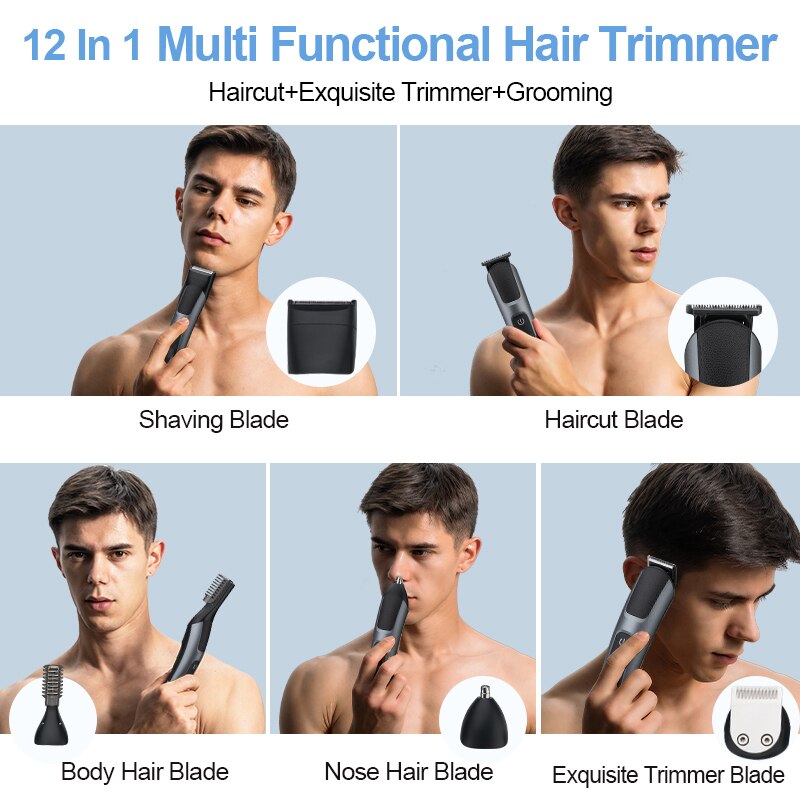Multifunctional Hair Trimmer For Men Washable Clipper Professional Cordless Eyebrow Trimmer Beard Nose Ear Shaver Grooming Kit
