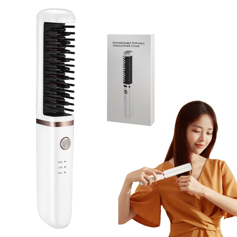 Hot Air Hair Dryer Brush, Multifunction Electric Hair Straightener Brush Negative Ion Fast Heat Curler Comb Styler Tools