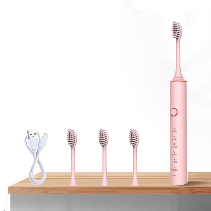 Ultrasonic Electric Toothbrush Rechargeable USB Sonic Automatic Tooth Brush Whitening Oral Hygiene 4 Replacement Head