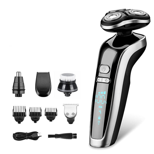 5 In 1 USB Rechargeable Men's Beard Trimmer Waterproof 4D Head Dry Wet Digital Display Shaver Razor Washable Shaving Machine