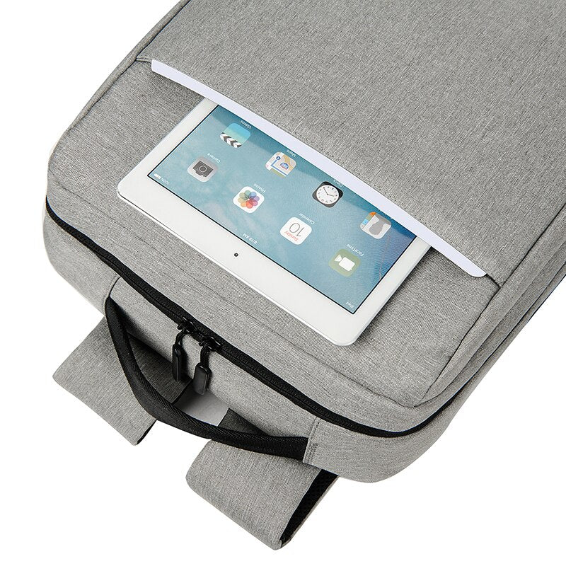 Simple Business Style Men's Backpacks For 15.6 Inches Laptop Portable Backpack With USB Charging Gray Multifunctional Male Bag