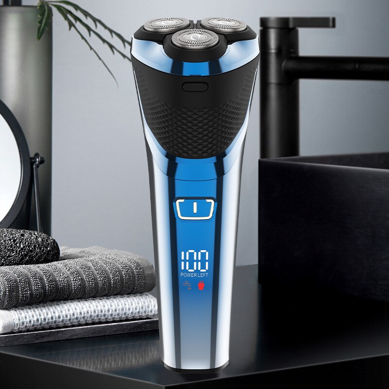 Cordless Wet Dry Electric Shaver for Men Beard Electric Razor Facial Powerful Rotary Shaving Machine Rechargeable