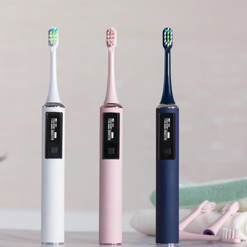 Ultrasonic Electric Toothbrush 5 Modes USB Rechargeable Adult Tooth Brushes Sonic Vibrating Deep Cleaning 3pcs Replacement Heads