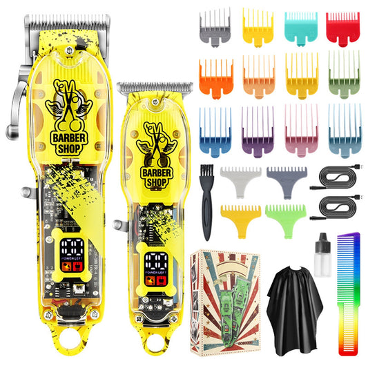 New Electric Hair Clippers Cordless Hair Trimmer Haircut Kit 16 Guide Combs Hair Trimming Styling Grooming Kit Barber Tool