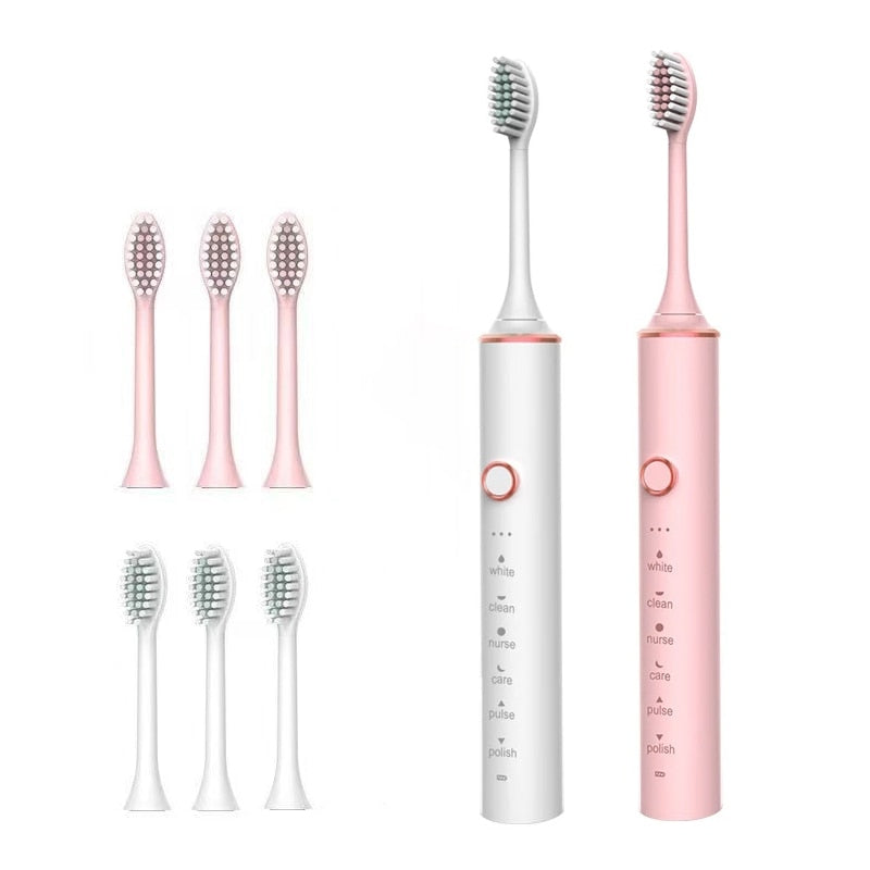 Ultrasonic Sonic Electric Toothbrush for Adults USB Rechargeable Waterproof Electric Teeth Tooth Brushes with 8 Replacement Heads