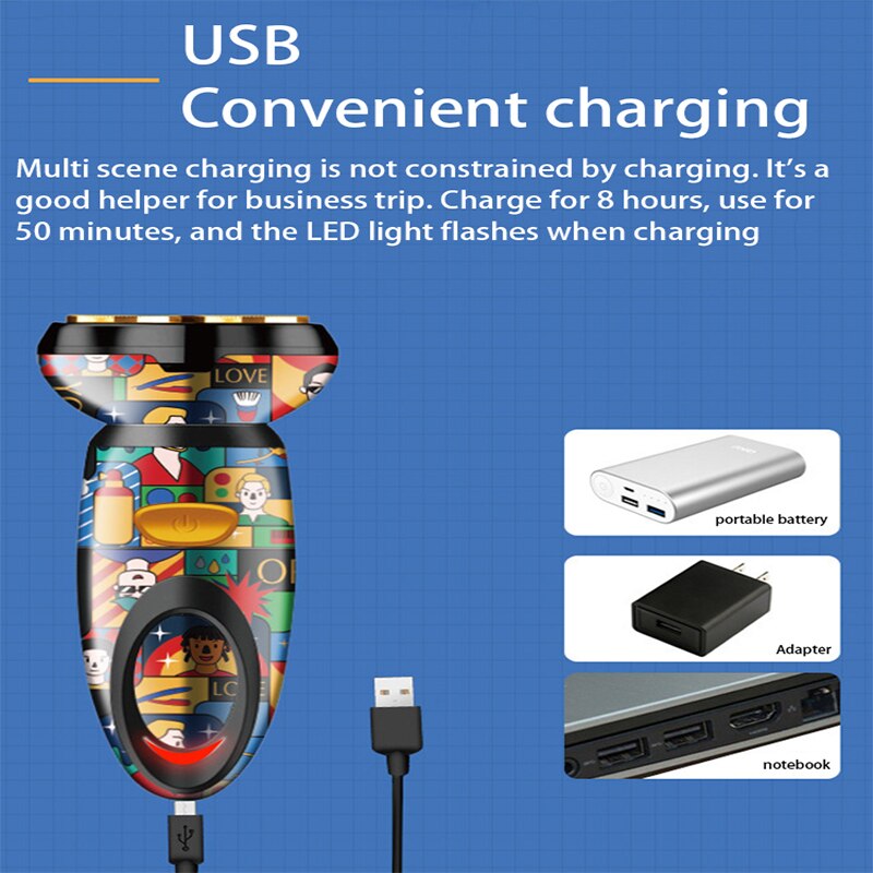 Electric Shaver for Men 4D Electric Beard Razor USB Rechargeable Professional Hair Trimmer Beard Machine Hair Cutter