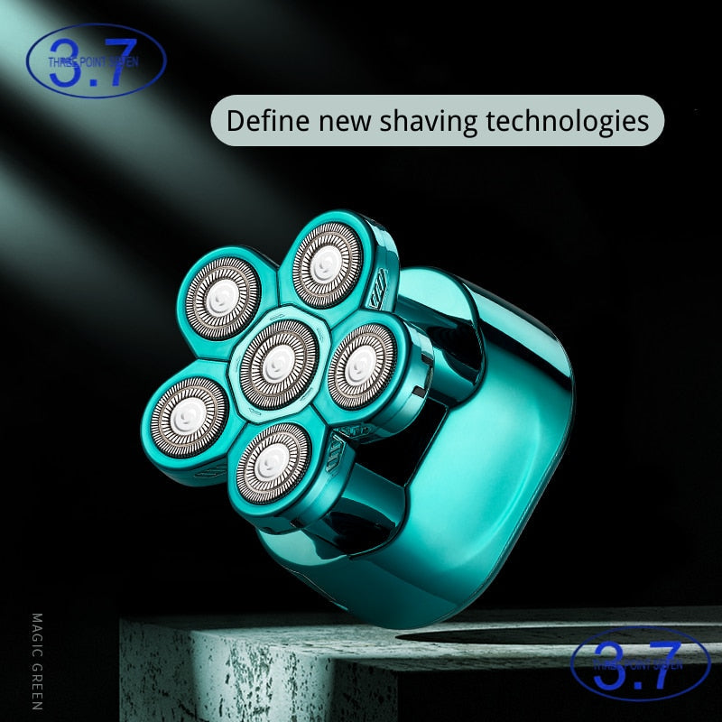 Electric Shaver Razor for Men Bald Head Shaving Machine Beard Hair Trimmer Rechargeable LED Display IPX6 Waterproof 6 In 1 Kit