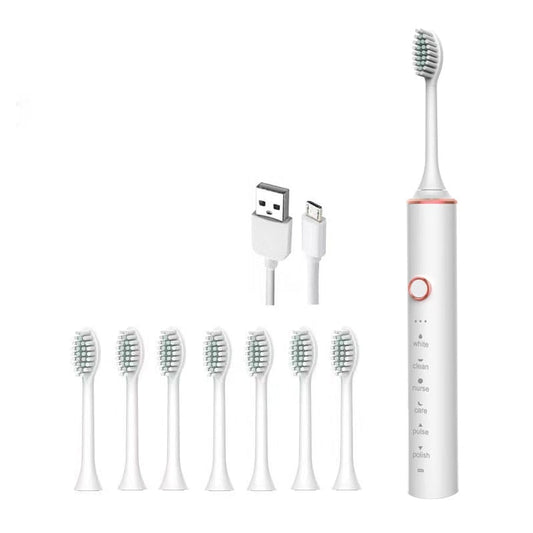 Ultrasonic Sonic Electric Toothbrush for Adults USB Rechargeable Waterproof Electric Teeth Tooth Brushes with 8 Replacement Heads