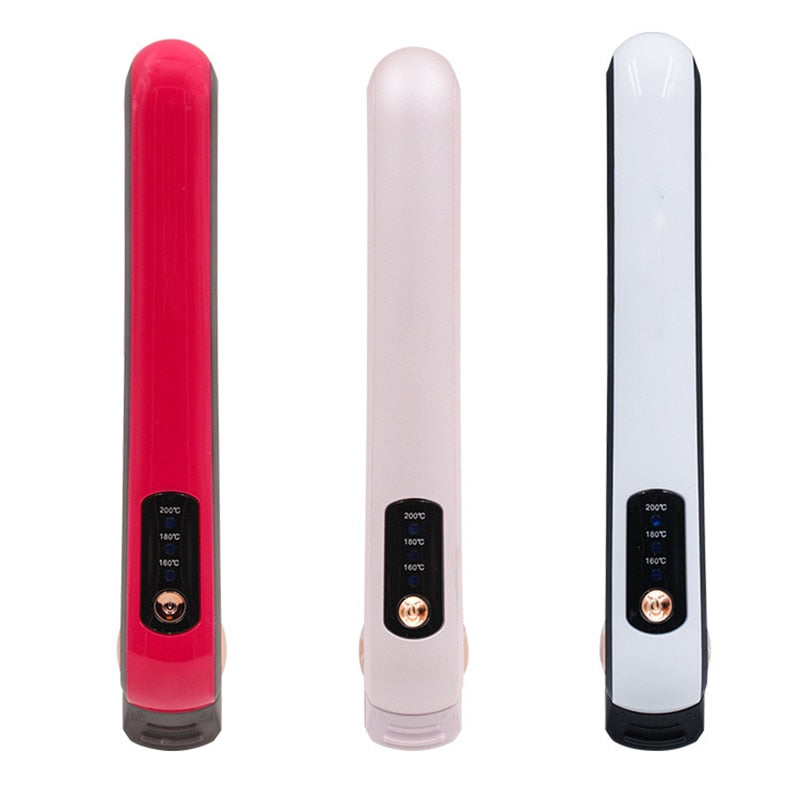 USB Rechargeable Curling Iron Wireless Direct-Curling Dual-Purpose three-Speed Temperature Regulating Hair Straightener women