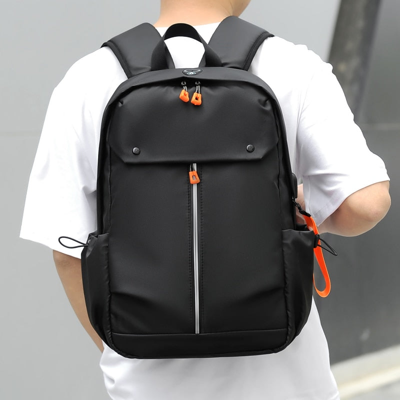 New Men's Backpack USB Charging Bag Waterproof PU Leather Rucksack Male Business Travel Bagpack Reflective Strip Design