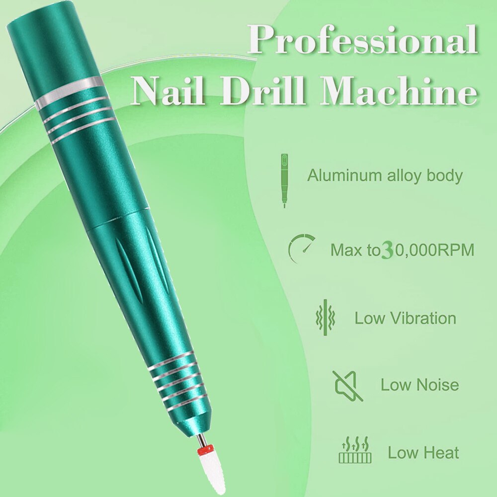 Rechargeable Electric Nail File Cordless Nail Drill Machine File Kit for Acrylic Gel Nails Manicure Pedicure Tool For Home Salon