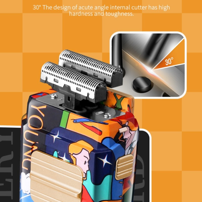 Electric Shaver Razor Grooming Kit Hair Shaver for Men Wet Dry Beard Shaving Machine Graffiti Pattern Electric Razor