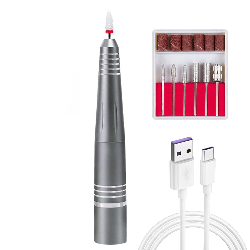 Rechargeable Electric Nail File Cordless Nail Drill Machine File Kit for Acrylic Gel Nails Manicure Pedicure Tool For Home Salon