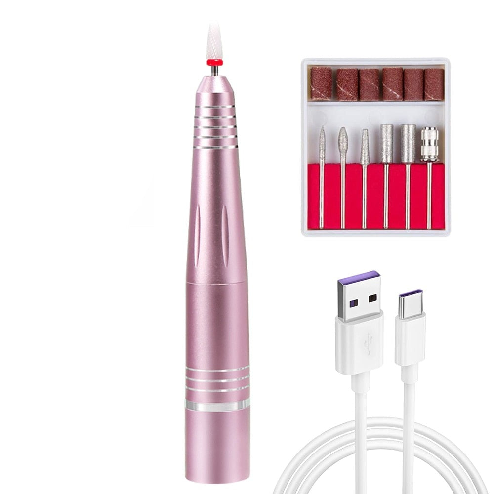 Rechargeable Electric Nail File Cordless Nail Drill Machine File Kit for Acrylic Gel Nails Manicure Pedicure Tool For Home Salon