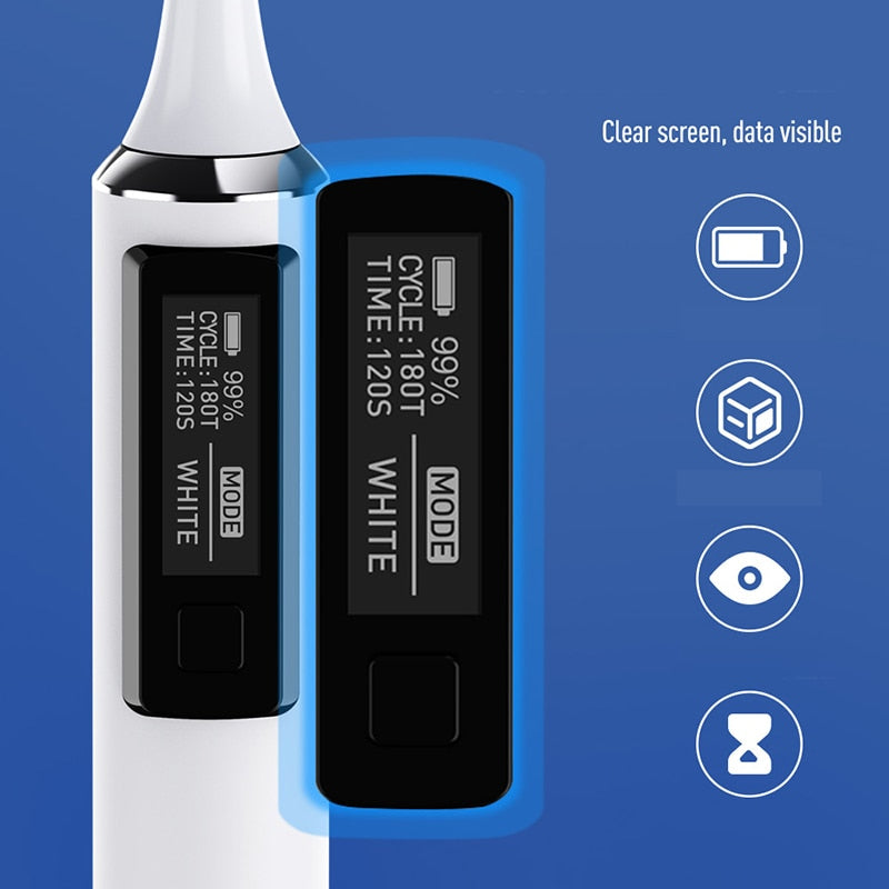 Ultrasonic Electric Toothbrush 5 Modes USB Rechargeable Adult Tooth Brushes Sonic Vibrating Deep Cleaning 3pcs Replacement Heads