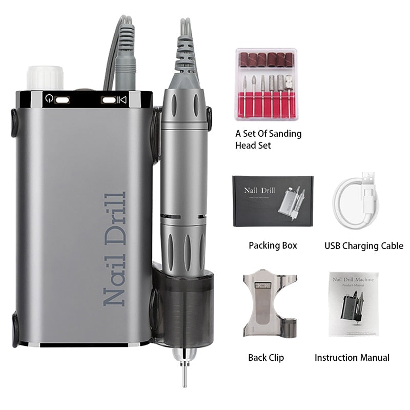 35000RPM Electric Nail Drill Rechargeable USB Nail Manicure Machine For Salon Portable Professional Nail Sander for Polish