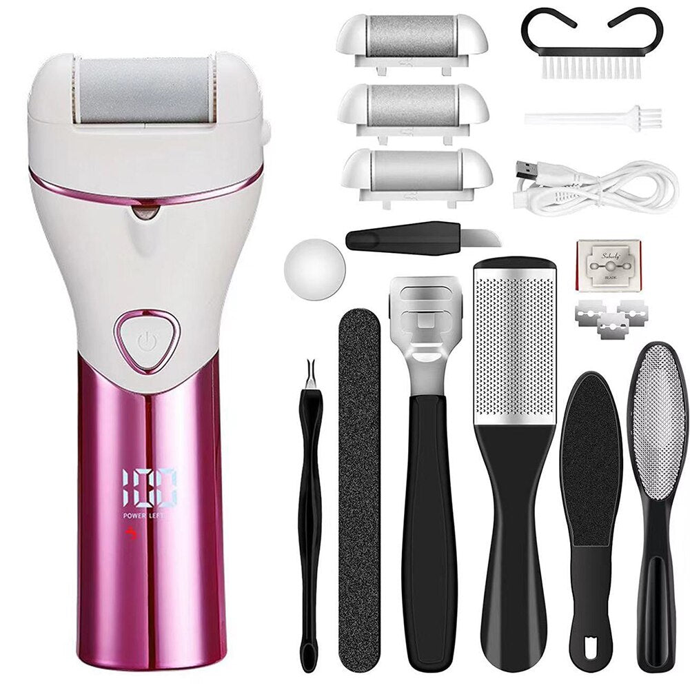 Professional Pedicure Electric Foot File USB Rechargeable Digital Display 2-Speed Grinding Pedicure Tool For Heel Callus Remover
