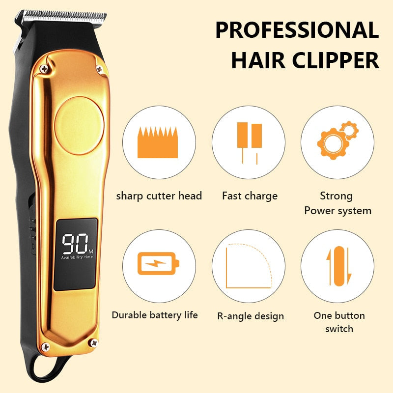Professional Barber Hair Clipper Rechargeable Electric Cutting Machine Beard Trimmer Shaver Razor for Men Cutter