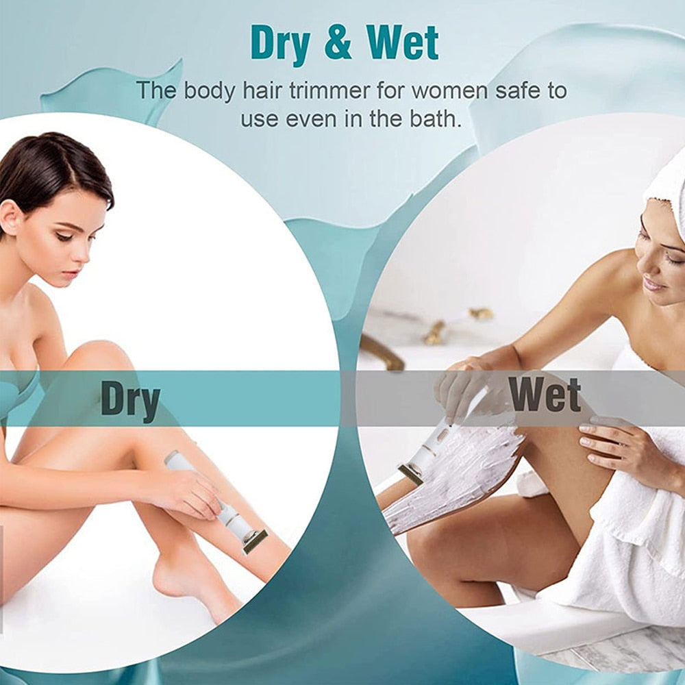 Upgraded 5 in 1 Electric Shaver for Women Painless Eyebrow Razor Bikini Trimmer Cordless Womens Body Shaver Facial Hair Remover