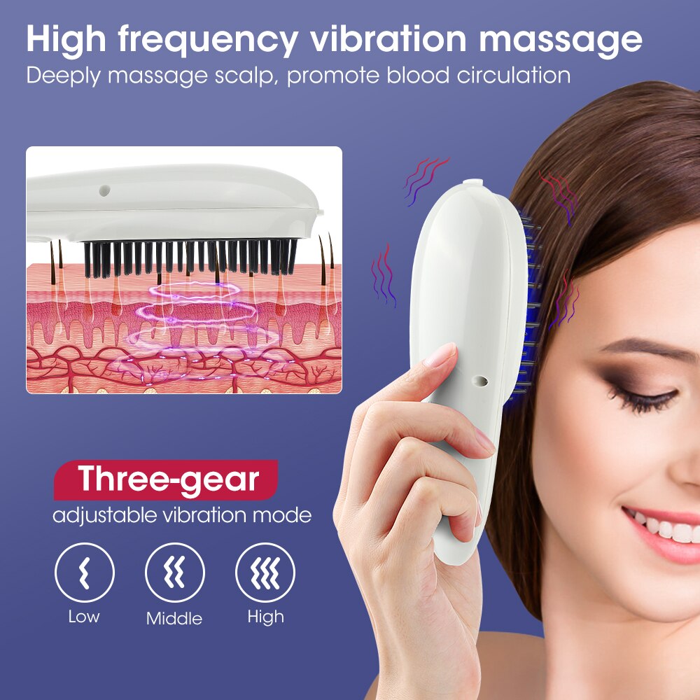 Red Blue Light Electric Massage Comb Scalp Head Massager Photon Hair Care Comb Vibrating IPL Comb Anti Hair Loss