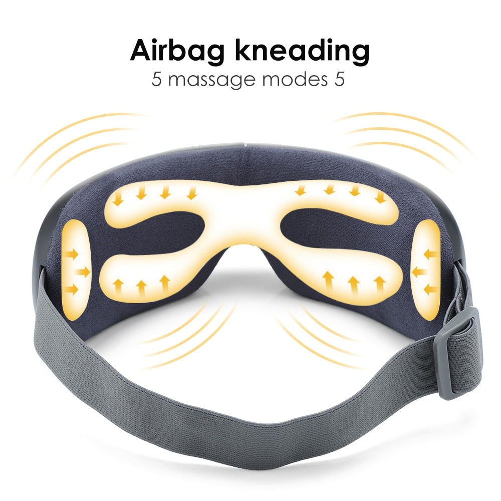 Smart Hot Compress Eye Massager 4D Airbag Massage Multi-frequency Vibration Bluetooth Music Eye Protection Device Sleep Massage Device USB Charging